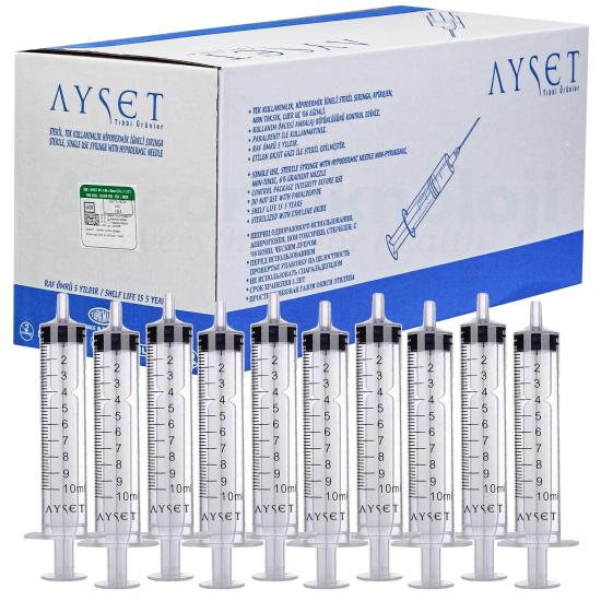 Ayset, 10cc, enjektör, 150adet, 21G, Yeşil İğne, 3