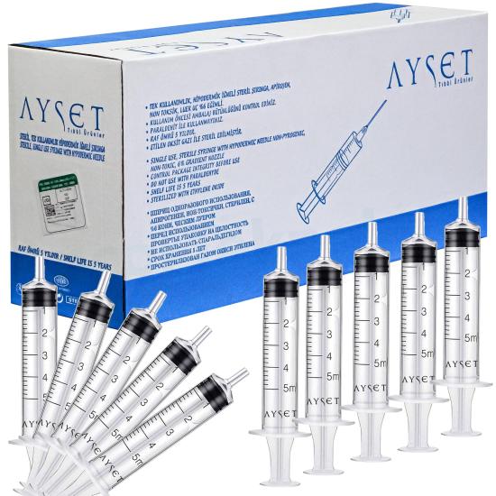 Ayset, 5 ml enjektör, 21G, Yeşil iğne,  225ad, 5cc